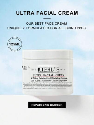 Kiehl's كريم الوجه الفائق 24 ساعة صيغة ترطيب خفيفة الوزن- مع 4.5% من السكوالين وجليكوبروتين الجليد 4.2 أونصة سائلة/ 125مل