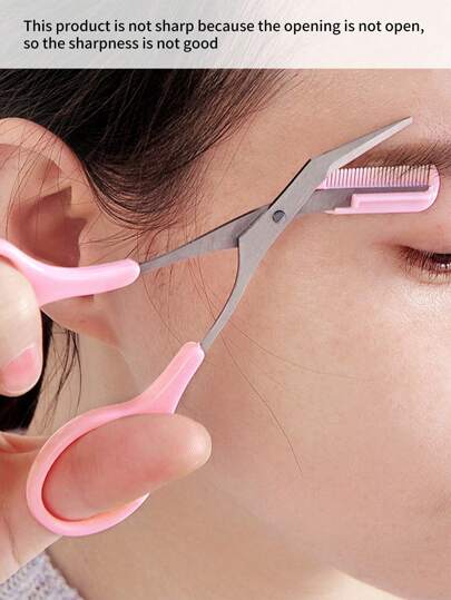 SHEIN 1قطعة مقص حواجب و مشط مشترك للرجال والنساء، بمشط مساعد لتشذيب الحواجب بدقة، أداة مثالية لتحكم في طول الحواجب، إزالة الشعر، أدوات التجميل المنزلية، مقص مع مشط صغير، إزالة الشعر من الوجه، آلة تهذيب الشعر، لوازم الحلاقة، قص الشعر، حقيبة، منظم، تخزين...