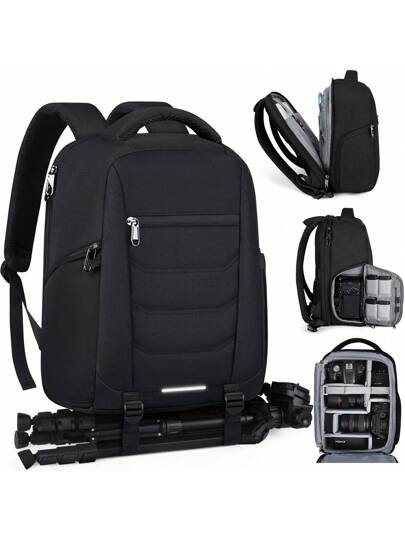 NEWHEY حقيبة ظهر احترافية مناسبة لكاميرات DSLR/الكاميرات اللامرآة، حقيبة ظهر للكمبيوتر المحمول مقاوم للماء لأحجام 14/15.6 بوصة، مع غطاء للمطر، حقيبة سفر مضادة للسرقة، حقيبة ظهر تصوير كبيرة السعة، حقيبة كمبيوتر محمول للسفر