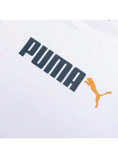 Puma ملابس علوية قصير الأكمام للرجال للركض والدراجات والتدريب، ملابس رياضية عادية للبسكتبول، شعار رقم 2 باللونين 691341-02