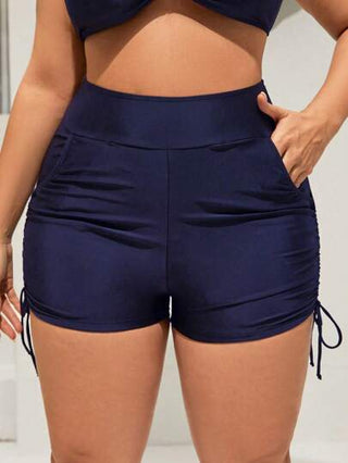 Swim SPRTY بوكسر بيكيني خصر عال من لون واحد لحجم كبير مع جيوب, لقضاء العطلة