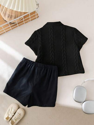 SHEIN طقم قميص بولو وشورت للأطفال الرضع الذكور الجميل، مكون من 2 قطع،مناسب لحفلة عيد الميلاد، والحفلات المسائية، والعروض التقديمية، والحفلات الزفاف، وحفل استقبال المواليد، وحفل الشهر الأول، وحفل عيد الميلاد الأول