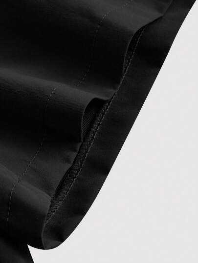 SHEIN MOD شورت أسود أنيق مع حزام وحزام أمامي، شورت خريفي وشتوي، شورت للخروج، شورت رجعي، شورت لأيام الاحتفالات