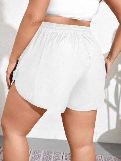 SHEIN Swim Curve قطعة سفلية لملابس السباحة عصرية بلون سادة للنساء كبيرات الحجم