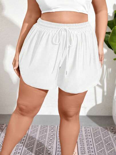 SHEIN Swim Curve قطعة سفلية لملابس السباحة عصرية بلون سادة للنساء كبيرات الحجم