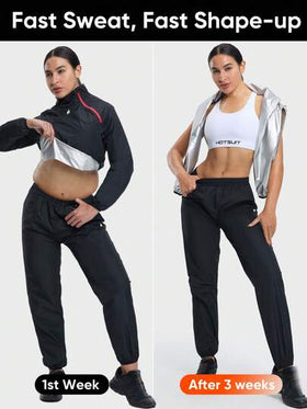 HOTSUIT بدلة سونا طويلة مزودة بسحاب، مناسبة للياقة البدنية والتدريب، هدية عيد الحب