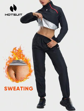 HOTSUIT بدلة سونا طويلة مزودة بسحاب، مناسبة للياقة البدنية والتدريب، هدية عيد الحب