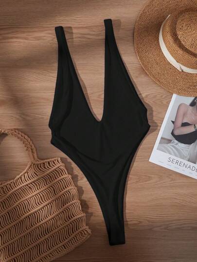 Swim SXY ملابس سباحة قطعة واحدة للنساء، ذات فتحة خلفية مكشوفة وياقة على شكل حرف V جذابة