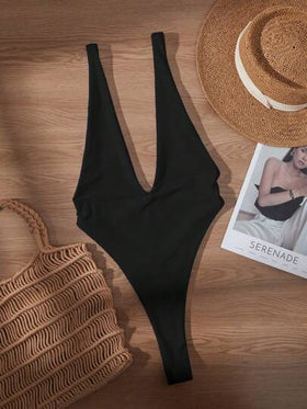 Swim SXY ملابس سباحة قطعة واحدة للنساء، ذات فتحة خلفية مكشوفة وياقة على شكل حرف V جذابة