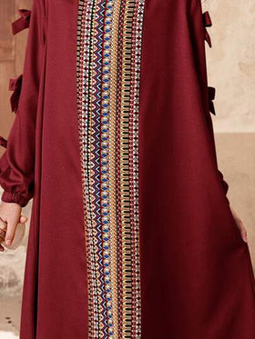 SHEIN فستان تكنولوجيا المعلومات غير رسمي طويل الأكمام ذو ياقة مربعة بطبعات ريترو منقطعة، للبنات المراهقات
