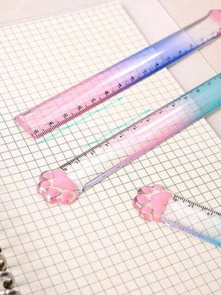أدوات مكتبية ومدرسية حاكم قياس مستقيم بتصميم قدم قطة جميلة، طول 15 سم من بلاستيك شفاف ذو تدرج جذاب، قرطاسية طلابية، إشارات كتب بتصميم كرتوني، حاكم جدول وردي، أداة قياس ورسم، جائزة أو هدية