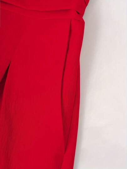 جمبسوت نسائية كاجوال بياقة على شكل حرف V وأكمام فانوس وخصر متجعد وساق واسعة، مناسبة للربيع والخريف