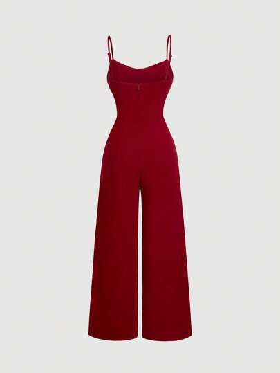 SHEIN MOD جمبسوت صيفية بياقة متدلية باللون البرغندي، جمبسوت قصيرة بتصميم دانتيل مفرغ، جمبسوت قصيرة بساق واسعة، جمبسوت قصيرة للعرائس، جمبسوت قصيرة للخريف/الشتاء، ملابس المعلمين، جمبسوت قصيرة بطراز المال القديم، جمبسوت قصيرة كاجوال للأعمال، جمبسوت قصيرة للغ