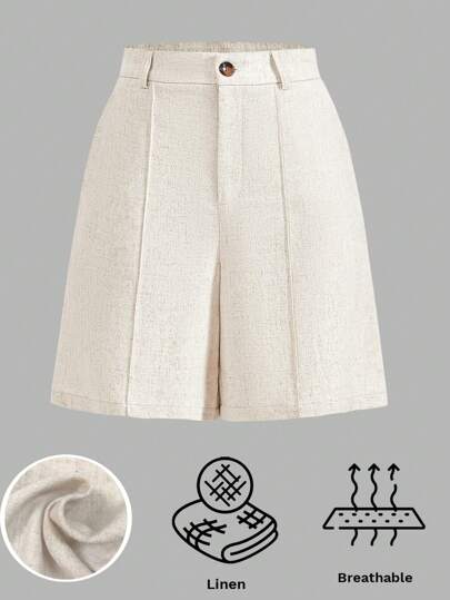 SHEIN LUNE شورتات صيفية، بنطلونات كتان صيفية للنساء، ملابس كاجوال