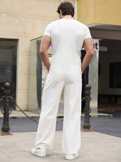 Manfinity Homme سروال بوفر (إخوار) كاجوال من الجينز باللون الأحادي للرجال