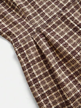 SHEIN MOD جمبسوت قصيرة الأكمام مربعة الأنماط مع أحزمة وخصر ضيق، بطراز رجعي، جمبسوت مربعة الأنماط، بنطلون ذو ساق واسعة، بنطلون كاكي، طراز المال القديم، ملابس للعودة إلى المدرسة، ملابس نسائية للخريف، جمبسوت موضة التسعينيات
