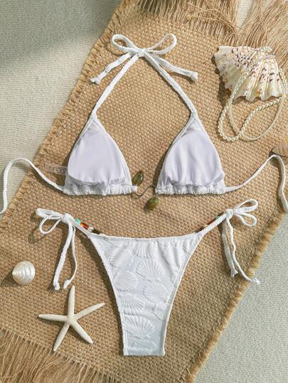Swim Vcay 2 مجموعة/طقم بيكيني ذو نسيج جاكارد ملون لأجازة الصيف والشاطئ