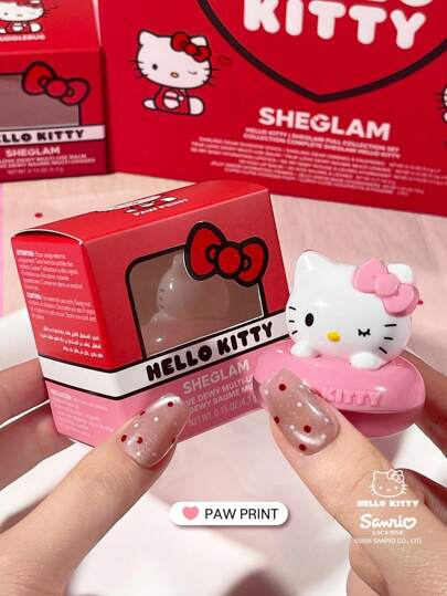 Hello Kitty｜SHEGLAM بلسم True Love Dewy متعدد الاستخدامات-طبعة مخلب حمره بلشر علامة تجارية جمال مكياج ميكب مستحضرات تجميل للنساء الفتيات مثالي لفصل الشتاء الربيع مثالي ل- Y2K أزياء أنيقة رمضان هدية حفلة جاهز أفضل لون