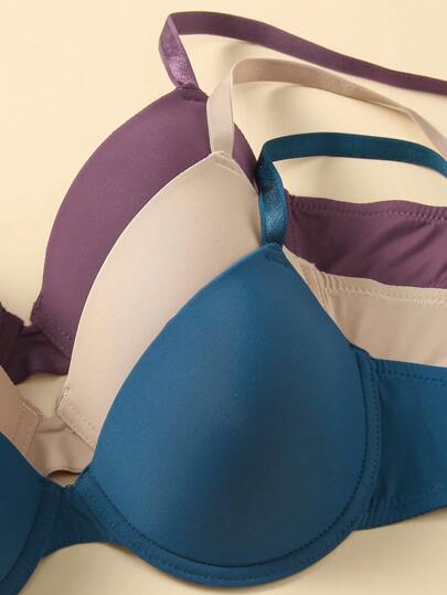 Shein Underwear&Sleepwear Basics 7 قطع صدريات بشريط معدني لتحديد الصدر ذات ألوان متماسكة للنساء