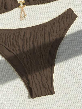 Swim Mod 2 قطعة/مجموعة ملابس سباحة بكيني نسائية صيفية بقصة حالتر بألوان صلبة وربطة جانبية، مثيرة