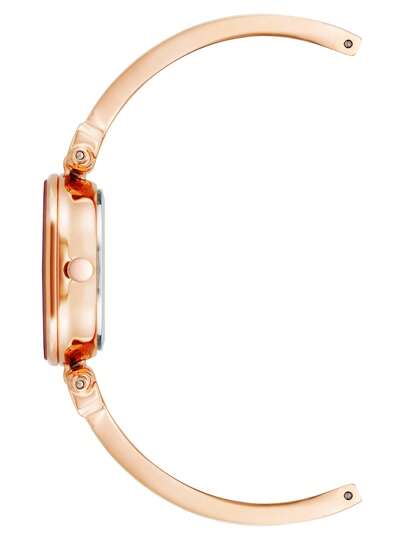 Anne Klein ساعة معصم أنثوية مزدانة بالألماس، قرص أم اللؤلؤ بلون وردي باهت، ساعة فاخرة هدية للسيدات، سوار ساعة بطبقة من المينا باللون الذهبي الوردي، AK/1980BMRG