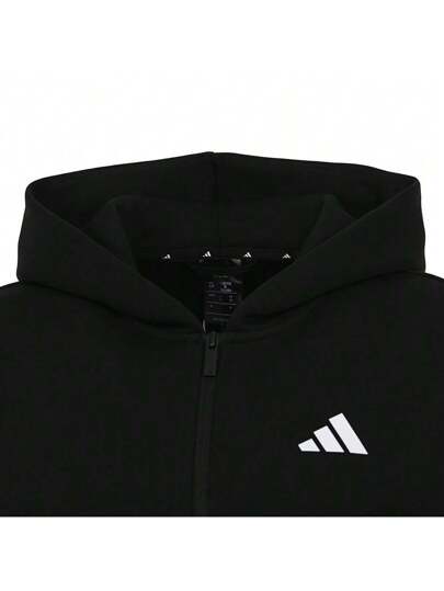 Adidas معطف نسائي محبوك مخطط بقلنسوة 2025W FI 3S FZ HD, الخارجي JE0171