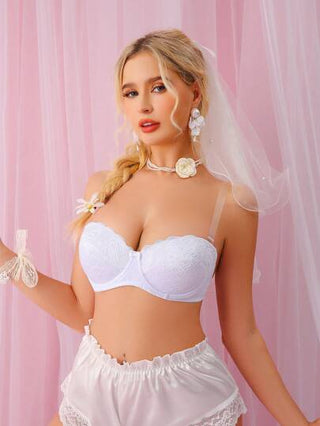 DesireSculpt 1 حبة حمالة نسائية بتصميم الرومانسية والبساطة بدون حمالات سري بدعم مخفي للأعراس