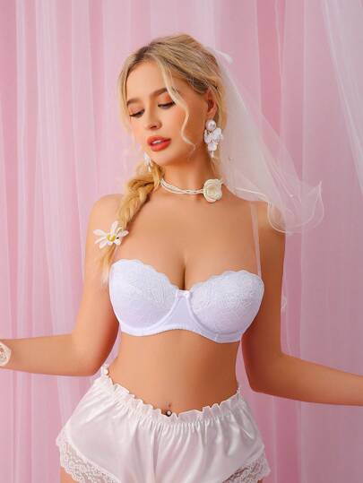DesireSculpt 1 حبة حمالة نسائية بتصميم الرومانسية والبساطة بدون حمالات سري بدعم مخفي للأعراس