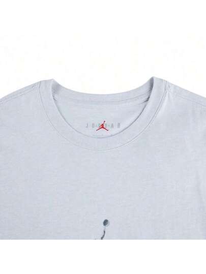 Jordan قميص كريو مُذبل Boyfriend Style للرجال TFN5989-043 رقم طراز M J FLT MVP GX SS، قميص مُحبوك بدون ياقة لعام 2024