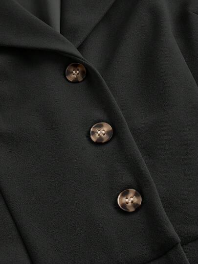 SHEIN MOD جمبسوت حريرية سوداء عتيقة بياقة بدلة وحزام، جمبسوت أنيقة، جمبسوت للخروج، جمبسوت غربية، أزياء العطلات
