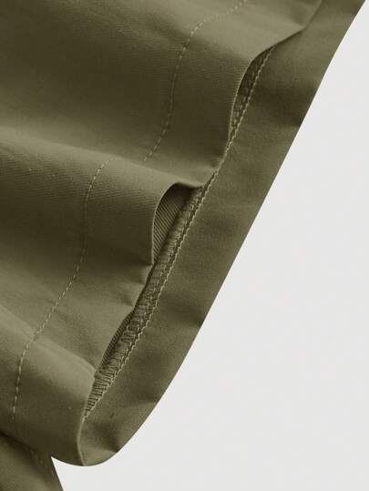 SHEIN MOD شورت أخضر عسكري أنيق مع حزام أمامي وحزام، شورت خريفي وشتوي، شورت للخروج، شورت رجعي ، شورت للمهرجانات