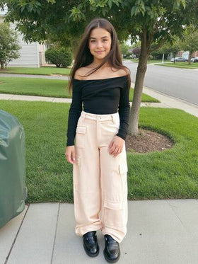 سراويل ذات خصر مرن كاجوال شيك معا تصميم حسب الطلب للفتيات المراهقات، خفيفة مناسبة للربيع والخريف