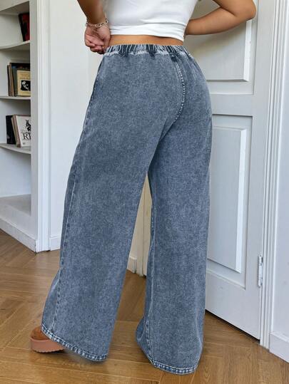 SHEIN EZwear بنطال جينز أسود