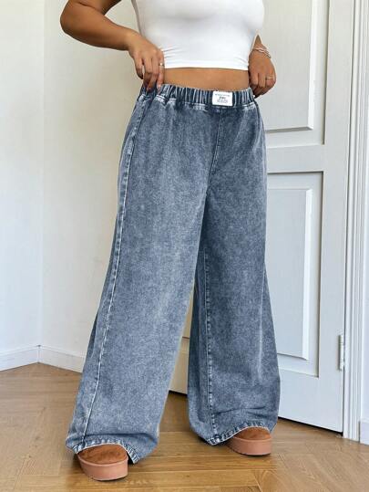 SHEIN EZwear بنطال جينز أسود