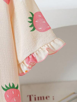 بيجاما جلوي بنات بقاعدة سوداء محددة مع طباعة قلب وردي، فستان نوم طويل بأكمام قصيرة للراحة