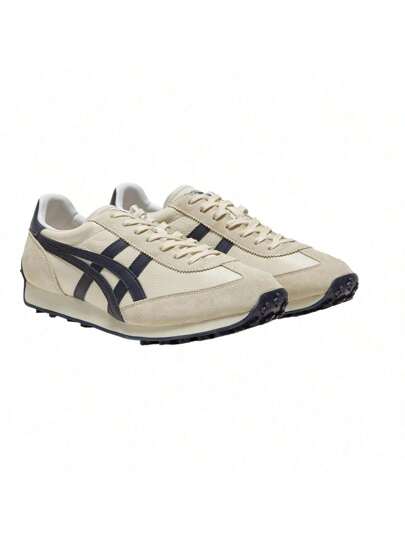 Onitsuka Tiger أحذية رياضية عصرية من الجلد والمواد الاصطناعية EDR 78، أحذية كاجوال منخفضة الكعب خفيفة الوزن وقوية، متعددة الأغراض باللونين البيج والأزرق