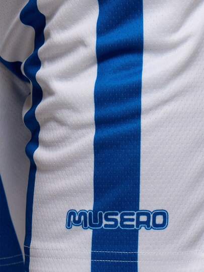 Musero شورت كرة قدم مفلفل بخصر رباط، مريح وبخطوط