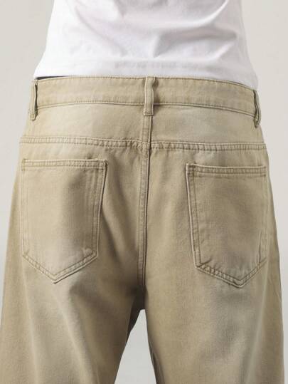 Manfinity Denimwave جينز بساق واسعة ذو لون أحادي قياس فضفاض للرجال