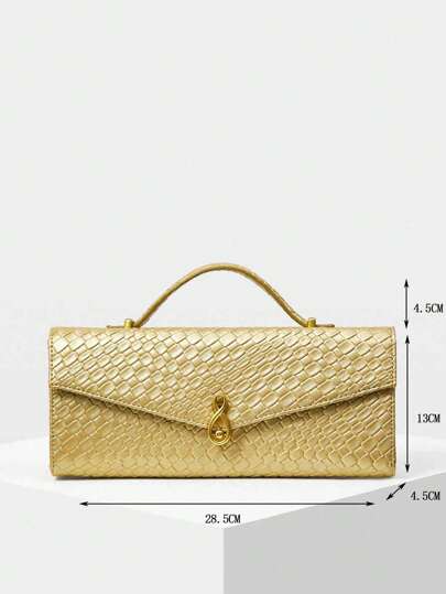 MOTF PREMIUM حقيبة يد نسائية أنيقة ذات مقبض علوي، سطح مزخرف بنقوش التمساح