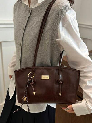 1 حقيبة بولينج ذات موحد اللون من البولي يوريثان، سعة كبيرة، شنطة كتف موضة جديدة وقديمة، مكسوة بالحشو مع إغلاق بسوستة، مناسبة للاستخدام اليومي للمرأة