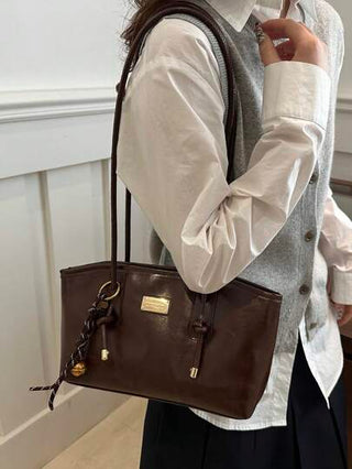 1 حقيبة بولينج ذات موحد اللون من البولي يوريثان، سعة كبيرة، شنطة كتف موضة جديدة وقديمة، مكسوة بالحشو مع إغلاق بسوستة، مناسبة للاستخدام اليومي للمرأة