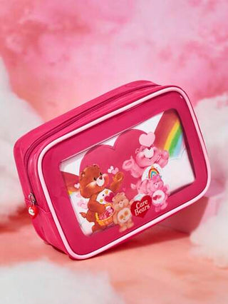 SHEIN X Care Bears مجموعة من قطعتين حقيبة تجميل مطبوعة بدب الحب والحب، متعددة الاستخدامات لتخزين العناصر الصغيرة، حقيبة تخزين السفر، وحقيبة تخزين الأجهزة الرقمية، يمكن استخدامها لحمل العناصر الصغيرة في الحياة اليومية، السفر، المكتب، المكياج أو...
