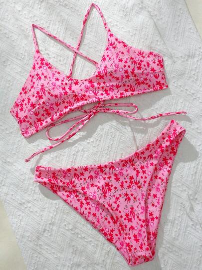 Swim Mod بيكيني، ملابس سباحة خالية من السلك مع قطع سفلية مثلثة ، بسيطة وعصرية للصيف