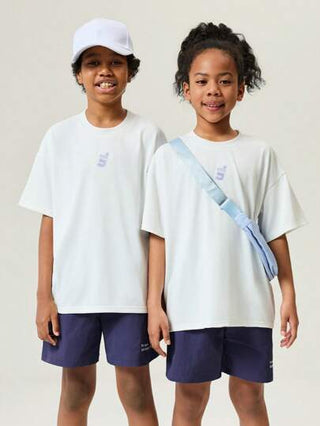 girls-sets JNSQ مجموعة تي شيرت وشورت رياضية كاجوال أطفال صيفية جديدة غير جنسية، تي شيرت رياضي كاجوال بطبعة حرف مطرزة وألوان متباينة مع شورت، طقم أطفال