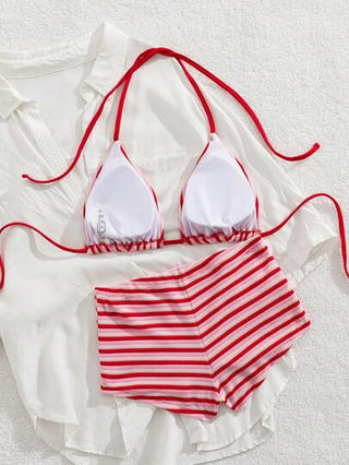 Swim Mod مجموعة من 2 قطعة من ملابس النساء البكيني ذات ربطة الرقبة والظهر الجذاب، مناسبة للحفلات والاستخدام اليومي والشاطئ وعطلات الربيع