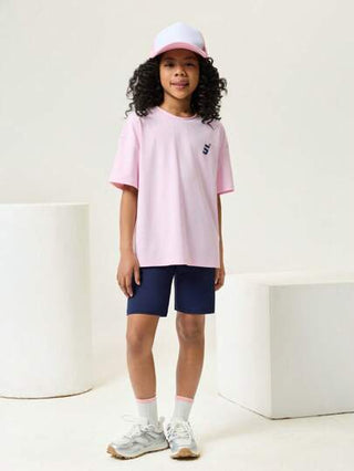 girls-sets JNSQ مجموعة صيفية جديدة أطفال ملابس رياضية سبورت أكمام قصيرة وشورت، تي شيرت قصير الأكمام بطباعة كتابة طريفة وألوان متباينة من الأطفال