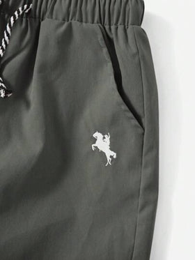 SHEIN شورت مريح وكاجوال للفتى المراهق مطبوع عليه صورة فارس الخيل (قطعة واحدة من كل لون)، للمدرسة والحرم الجامعي والكلية
