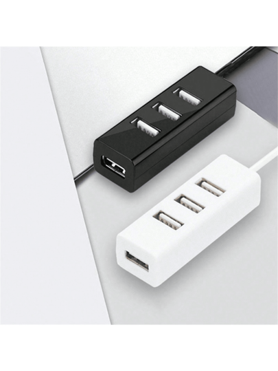1 قطعة موزع محور USB مصغر، محور USB 4 منافذ، محطة محول USB ، محور بيانات محمول فائق النحافة، منشعب USB، باللون الأسود