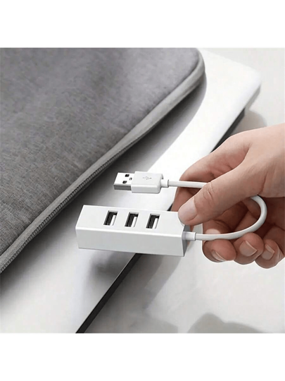 1 قطعة موزع محور USB مصغر، محور USB 4 منافذ، محطة محول USB ، محور بيانات محمول فائق النحافة، منشعب USB، باللون الأسود