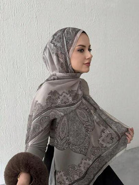 قطعة واحدة من الشيفون المطبوع، وشاح رأس أنيق وفاخر بألوان رجعية للنساء، وشاح رأس، حجاب، أبايا، إكسسوارات للنساء، نقاب للفستان